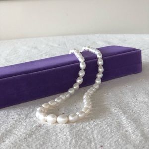 16” Rice 7mm Pearl Necklace with silver clasp